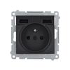 Zásuvka 250 V Simon 54 premium s USB nabíjačkou 2,1A/16A čierna