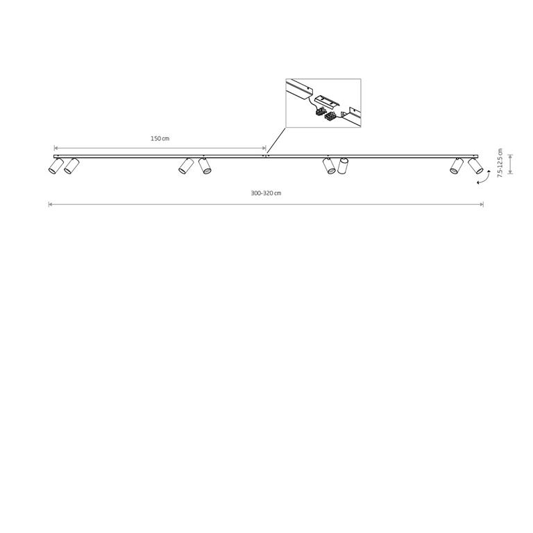 Svietidlo Nowodvorski MONO VIII 2x150 BLACK 7720