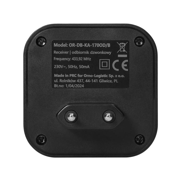 Bezdrôtový zvonček ATEL AC 230V, 38 melódii, čierny