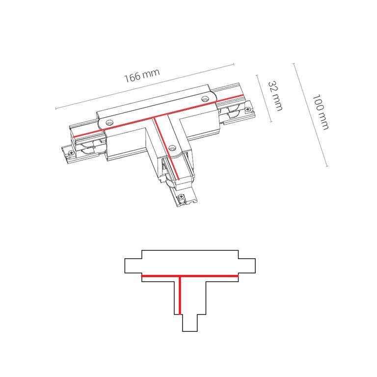 Nowodvorski 8242 CTLS POWER T CONNECTOR RIGHT 1 BLACK (T-R1)