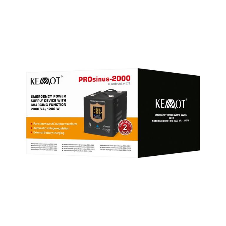 Záložný zdroj KEMOT PROsinus-2000 12V 230V 2000VA/1200W čierny