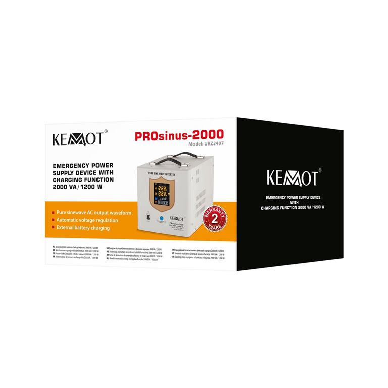Záložný zdroj KEMOT PROsinus-2000 12V 230V 2000VA/1200W biely