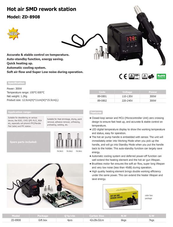 Spájkovacia stanica na SMD ZD-8908 teplovzdušná
