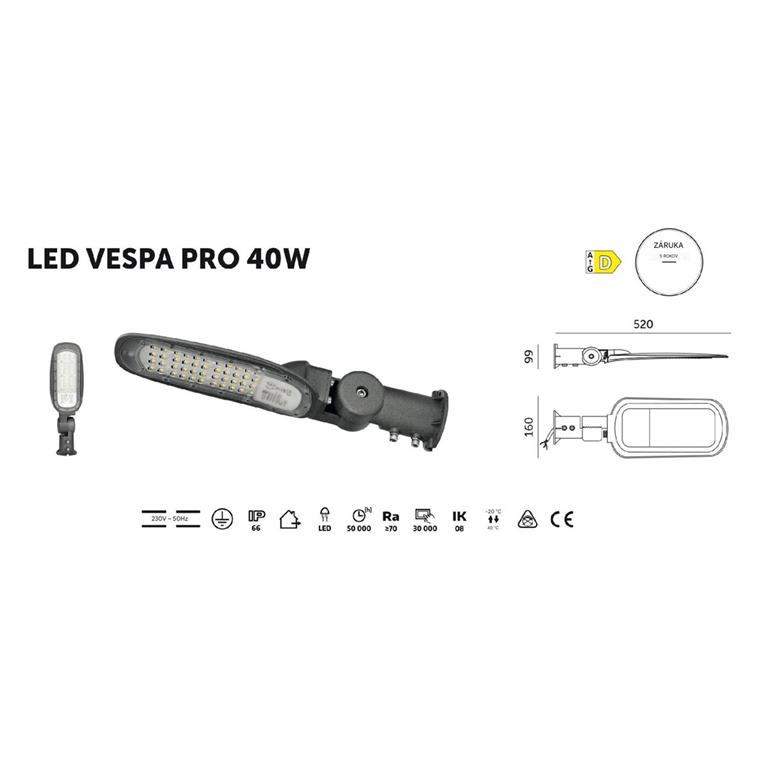 Pouličné LED svietidlo VESPA PRO 40W 4000K IP65 KOBI