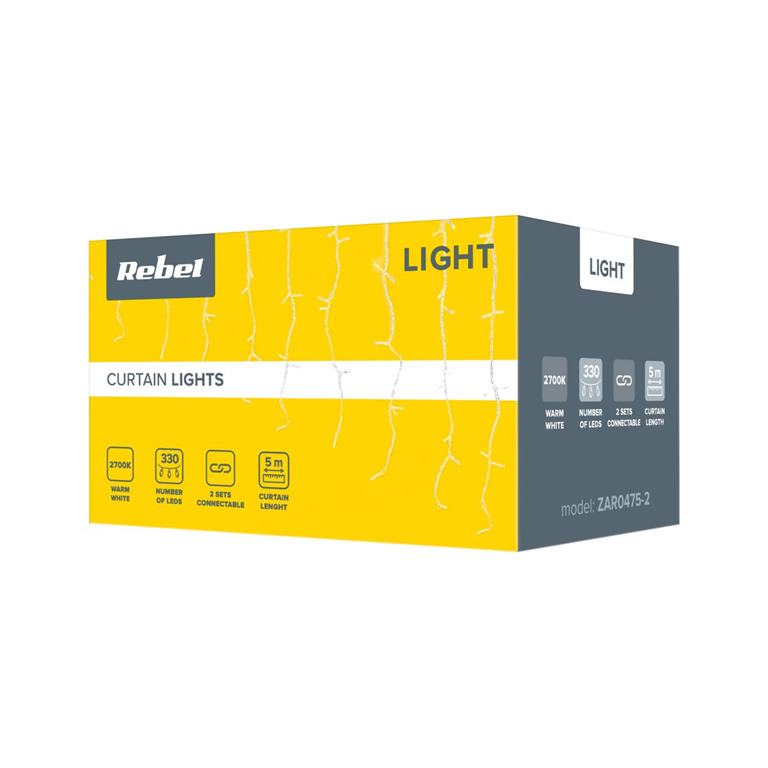 Svetelný záves 5m (330LED) teplý biely, IP44, spojovateľný