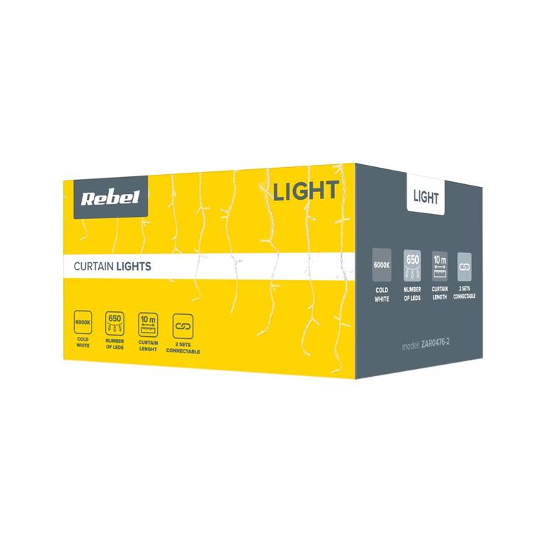 Svetelný záves 10m (660 led) studený biely, IP44, spojovateľný