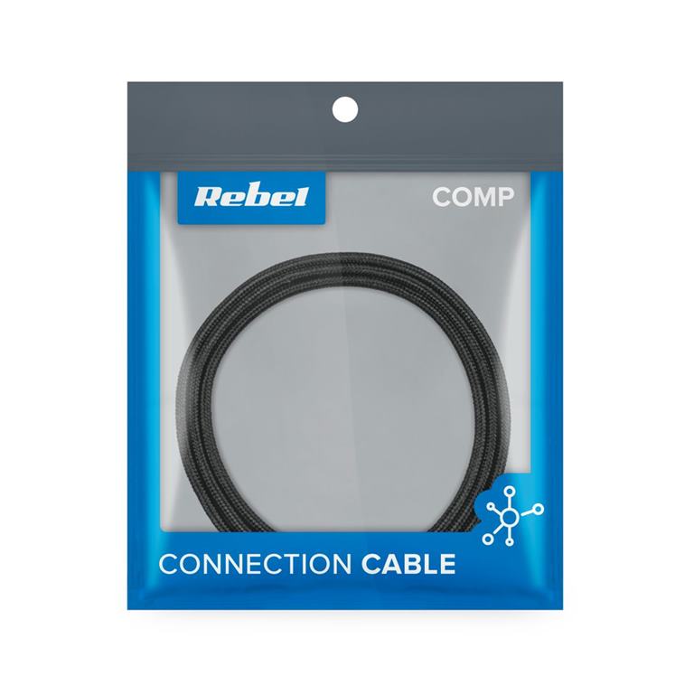 Kábel USB - USB typ C 2m REBEL čierny
