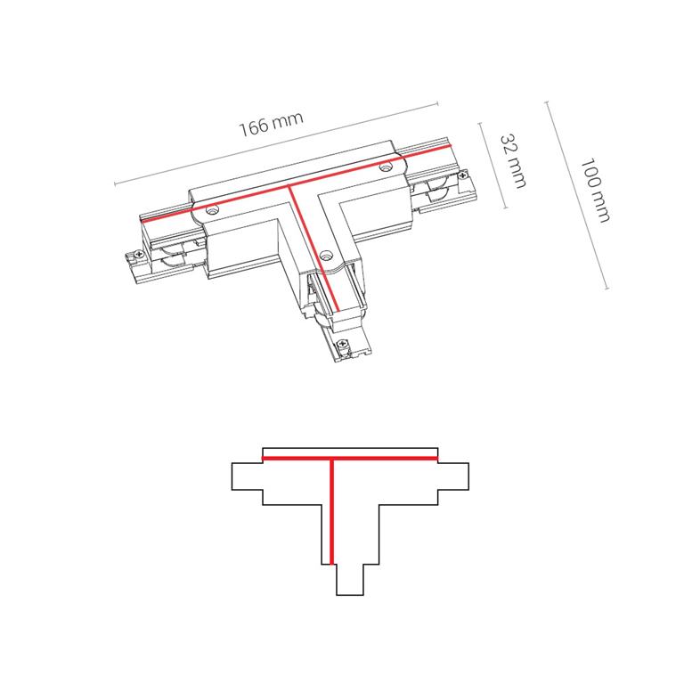Nowodvorski 8704 CTLS POWER T CONNECTOR RIGHT 2 BLACK ( T-R2)