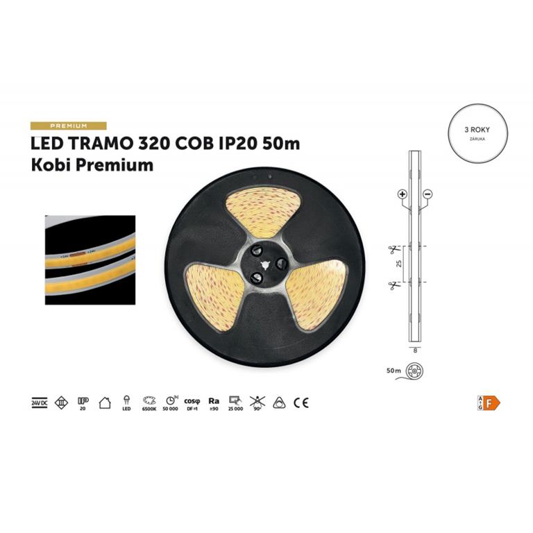 LED pás COB 6500K 24V 50m IP20 TRAMO Kobi