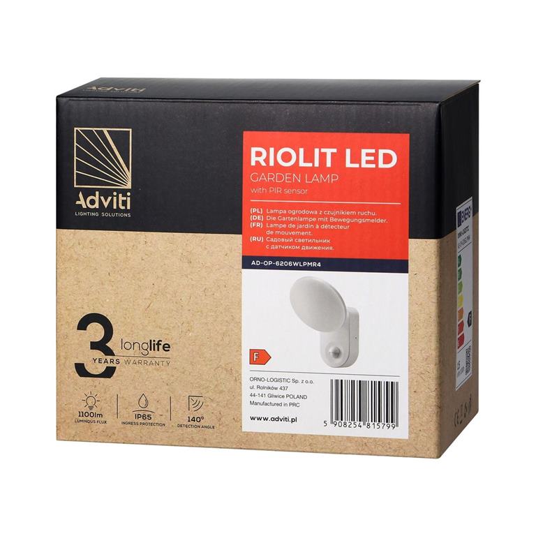 LED svieridlo RIOLIT 15W, senzor pohybu, IP65, biele