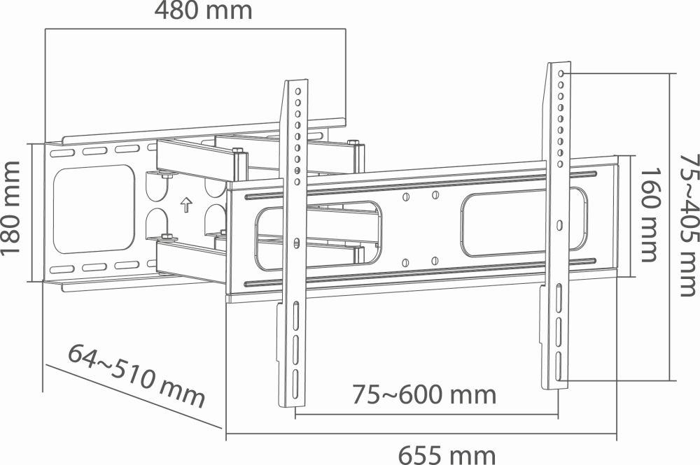 Držiak Cabletech LCD TV 37 - 80" univerzálny čierny, výklopný(UPA36-466)
