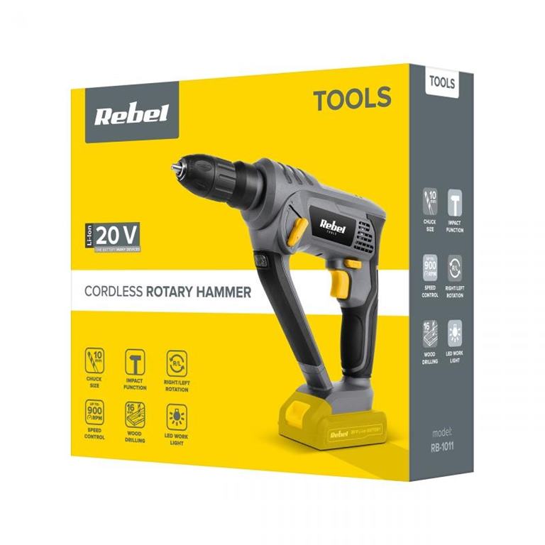 Akumulátorové vŕtacie kladivo 20V REBEL TOOLS - bez batérie