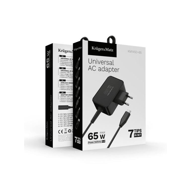 Univerzálny napájací adaptér 65W s PD, 7 koncoviek