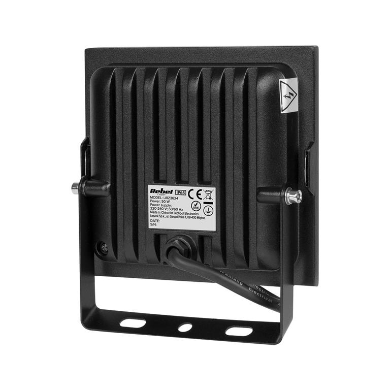 LED Reflektor 50W 6500K čierny 230V Rebel