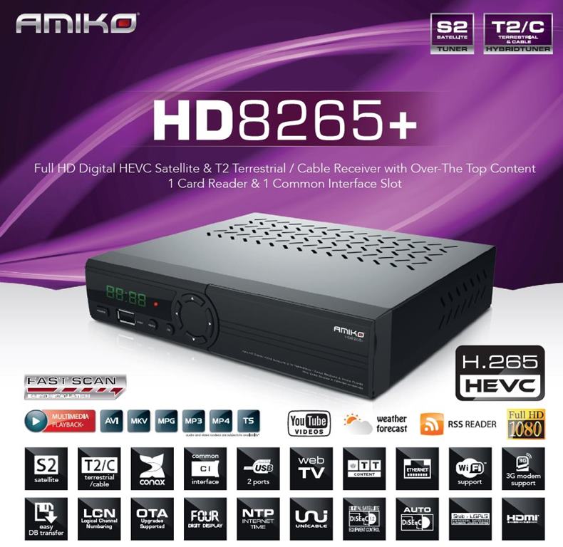 AMIKO HD-8265+ combo H 265/HEVC(S2+T2/C) CI
