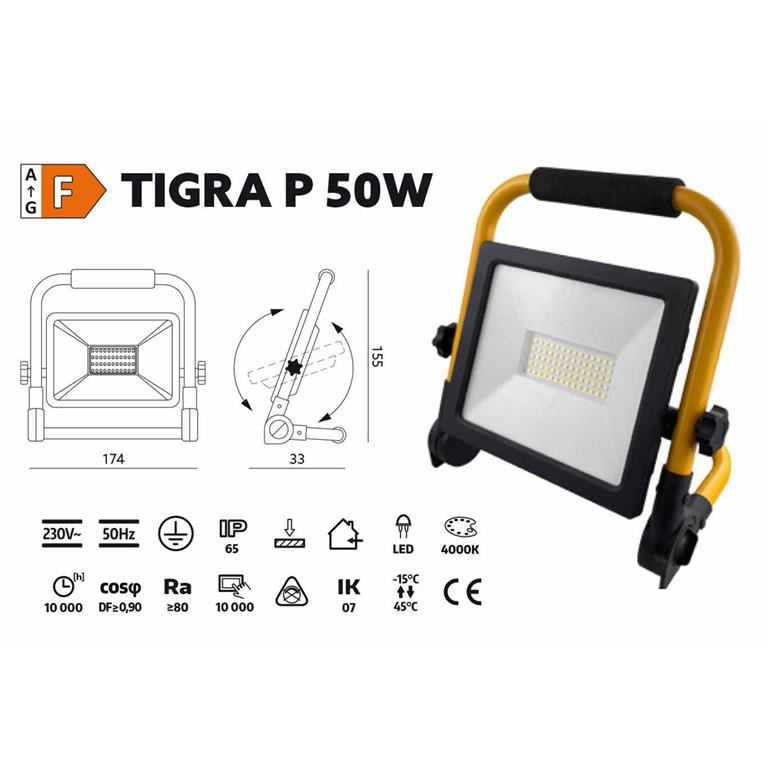 LED Reflektor prenosný 230V TIGRA P 50W 4000K