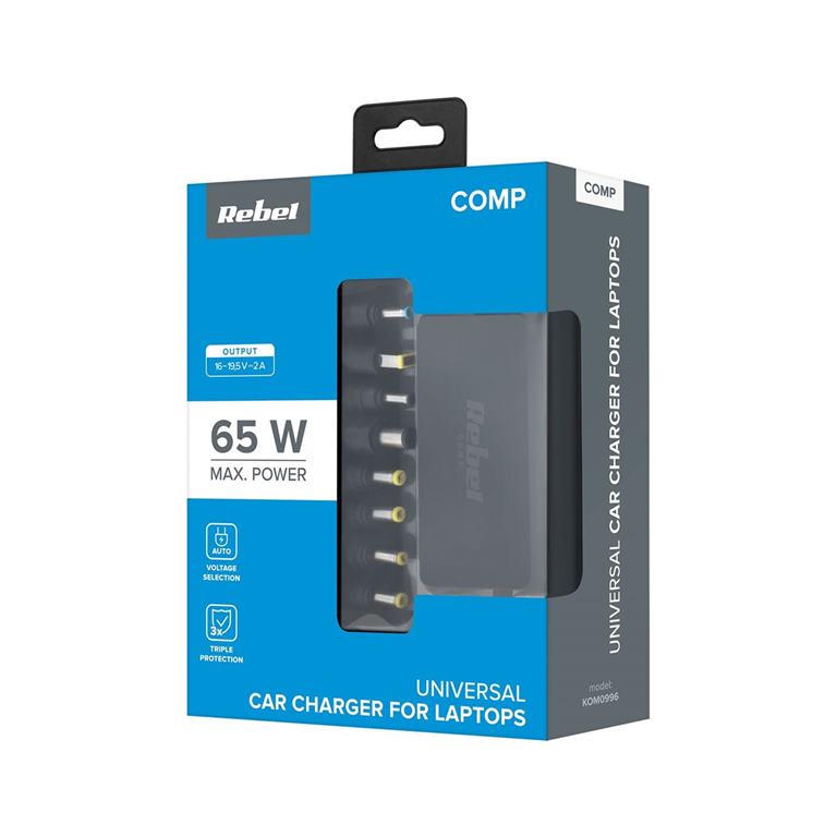 Napájací zdroj k notebooku univerzálny USB 65W, 15-24V Rebel