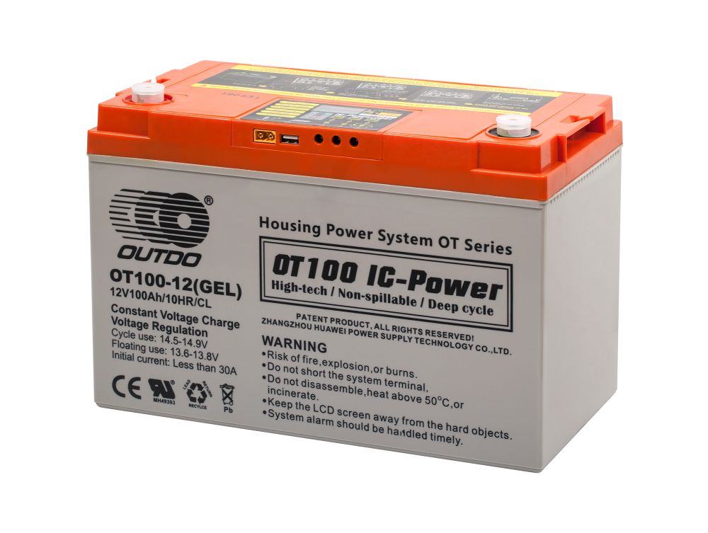 Akumulátor gélový OUTDO 12V - 100Ah s ochranou hlbokého vybitia, LCD