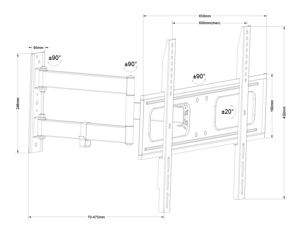 Držiak Cabletech LCD TV 40 - 65" UPA36-463 čierny