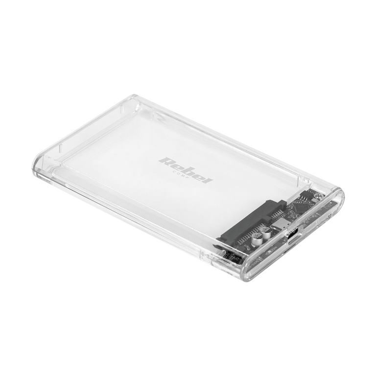 Externý box pre SATA 2,5" disk, USB C 3.1 Rebel Transparentný