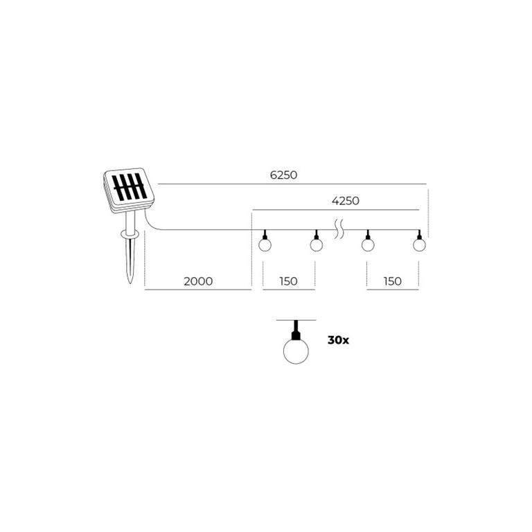 Dekoratívne solárne osvetlenie SOLAR 30 LED AURA 3000K LED2B