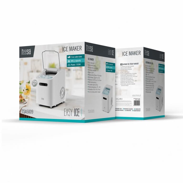 Výrobník ľadu TEESA EASY ICE, 11kg ľadu, 1l, 110 W