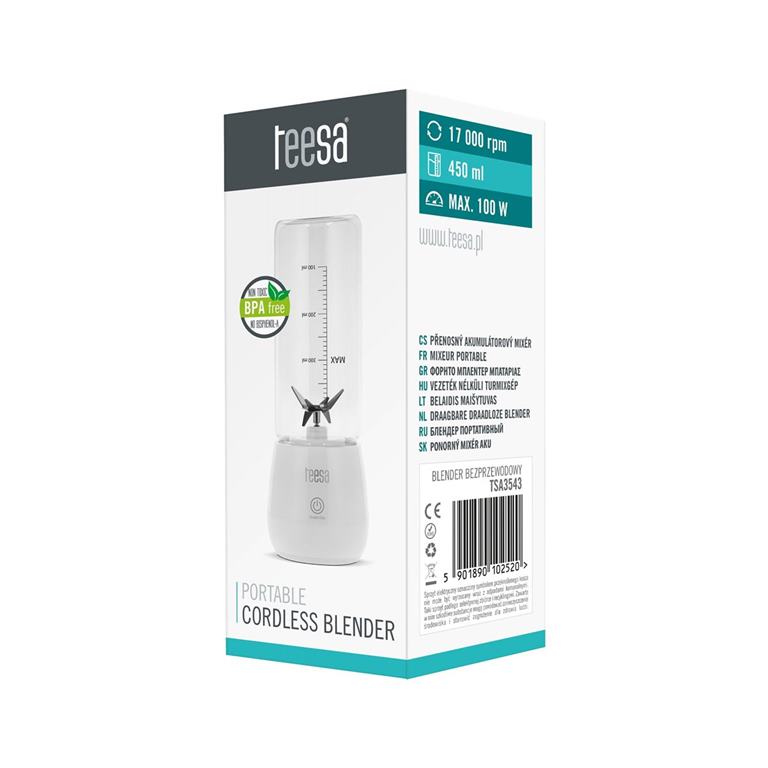 Akumulátorový mixér so skleneným pohárom 450 ml 100 W 6 čepelí