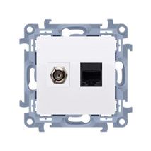 Zásuvka SAT "F" + RJ45 Simon 10 modul biela