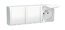 Zásuvka IP54 250 V Simon Aquarius trojnásobná biela