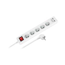 Predlž. zásuvka 5x+2xUSB+vypínač 5m biela REBEL