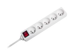 Predlžovacia zásuvka 5 x + vypínač 3 m biela (3 x 1,5 mm)