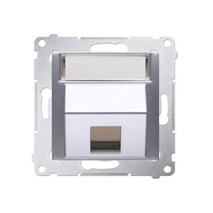 Kryt zásuvky 1x RJ45/RJ12 Simon 54 premium šikmý strieborný