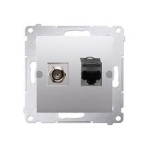 Zásuvka SAT "F" + RJ45 Simon 54 premium modul strieborná