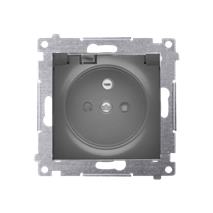 Zásuvka 250 V Simon 54 premium IP44 s clonkami čierna mat./trans