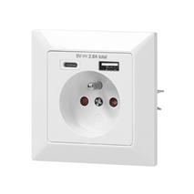 Zásuvka 230V s dvomi portmi USB A + USB C