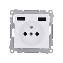 Zásuvka 250 V Simon 54 premium s USB nabíjačkou 2,1A/16A biela