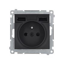 Zásuvka 250 V Simon 54 premium s USB nabíjačkou 2,1A/16A čierna