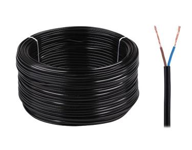 Kábel elektrický H03VVH2-F 2x0,75 300/300V čierny-100m (oválny)