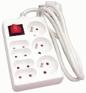 Predlžovacia zásuvka 7 x + prepínač 3 m biela (3 x 1,5 mm)