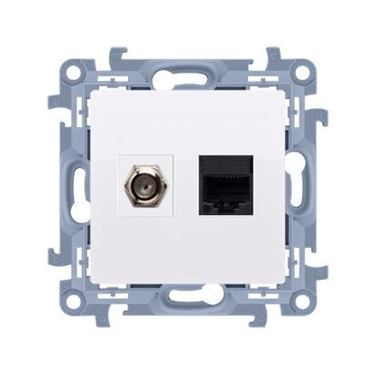 Zásuvka SAT "F" + RJ45 Simon 10 modul biela