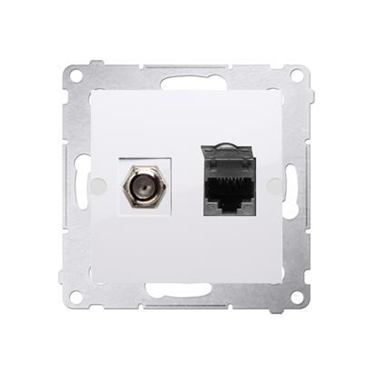 Zásuvka SAT "F" + RJ45 Simon 54 premium modul biela