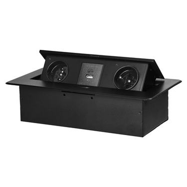 Zásuvkový blok výklopný 2x 230V+ 2x USB A/C, čierny