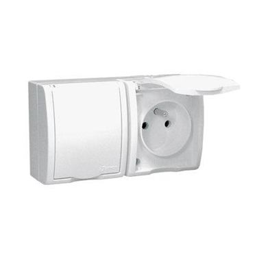 Zásuvka IP54 250 V Simon Aquarius dvojnásobná biela