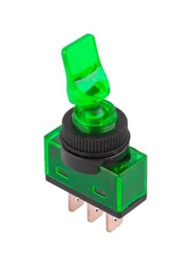 Prepínač páčkový ASW-14D 3pin zelený