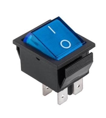 Prepínač kolískový 4pin 230V modrý