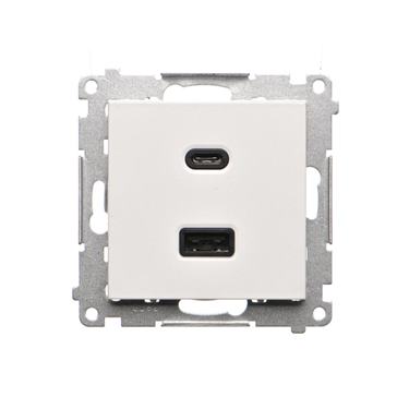 Zásuvka USB + USB-C dvojitá Quick Charge 3,1A Simon 55 biela mat