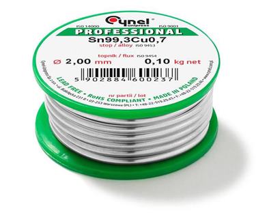 Cín 2,0mm/100g  CYNEL Sn99,3Cu0,7 bezolovnatý