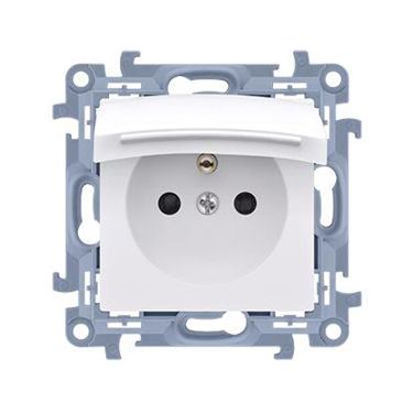 Zásuvka 250 V Simon 10 IP44 s clonkami modul biela