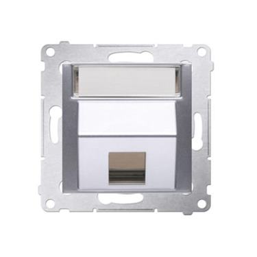 Kryt zásuvky 1x RJ45/RJ12 Simon 54 premium šikmý strieborný