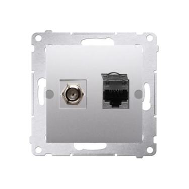 Zásuvka SAT "F" + RJ45 Simon 54 premium modul strieborná